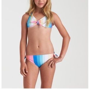 Billabong Girls' Me N You Hanky Tie Stripes Swimsuit Size 1 NWT